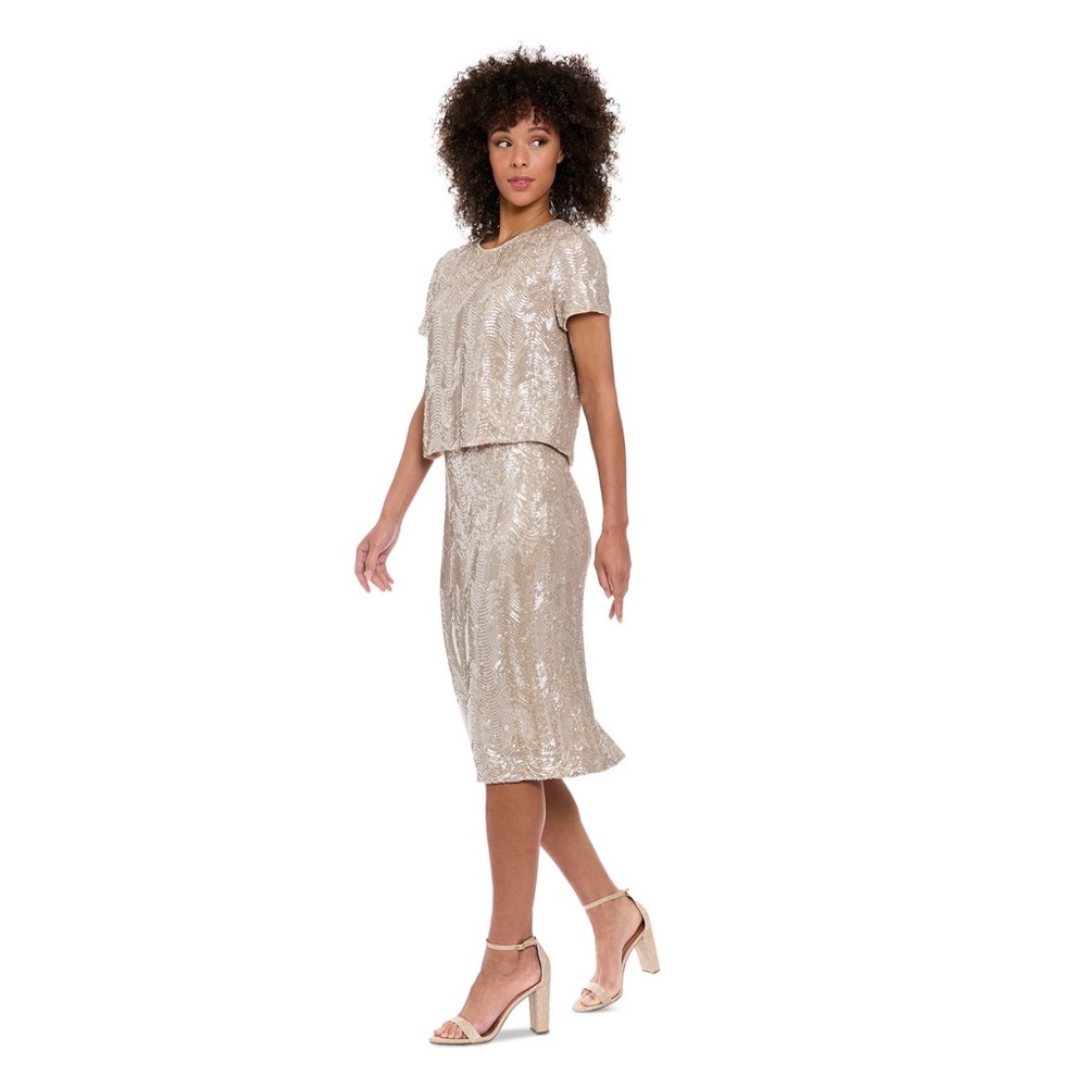 Muse Champagne Sequin Midi Skirt